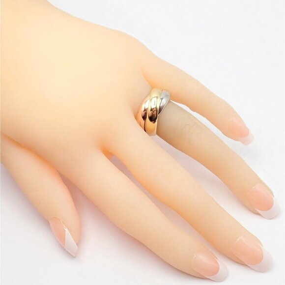 Authentic! Cartier Trinity 18k TriColor Gold Wide Band Ring + Papers sz 55 7.25 - Picture 4 of 10